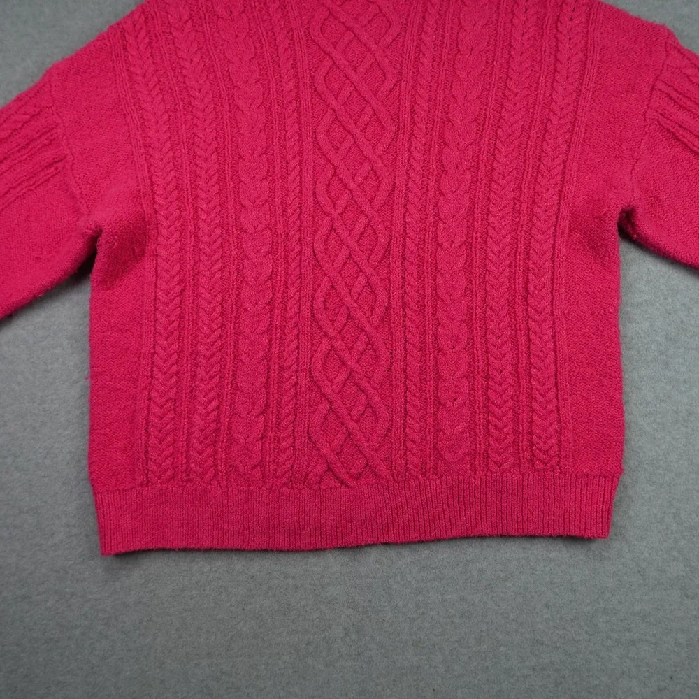 J. Crew Sweater Womens XL Pink Cable Knit Preppy Pullover Mock Neck Chunky